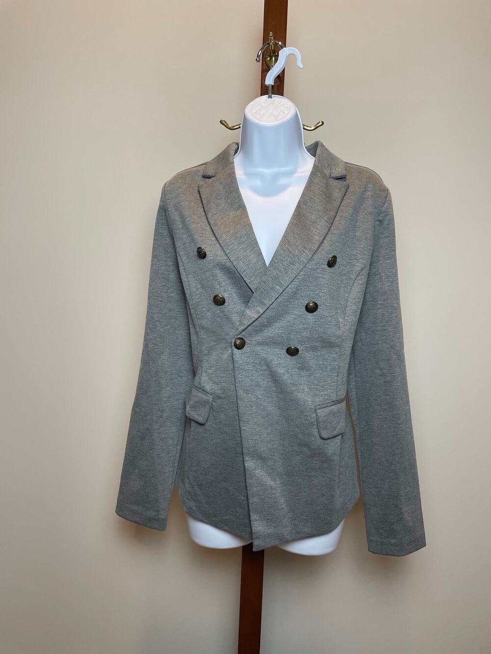 Doe & Rae Blazer Size M Gray Cotton Blend Double Breasted Single Button NWT